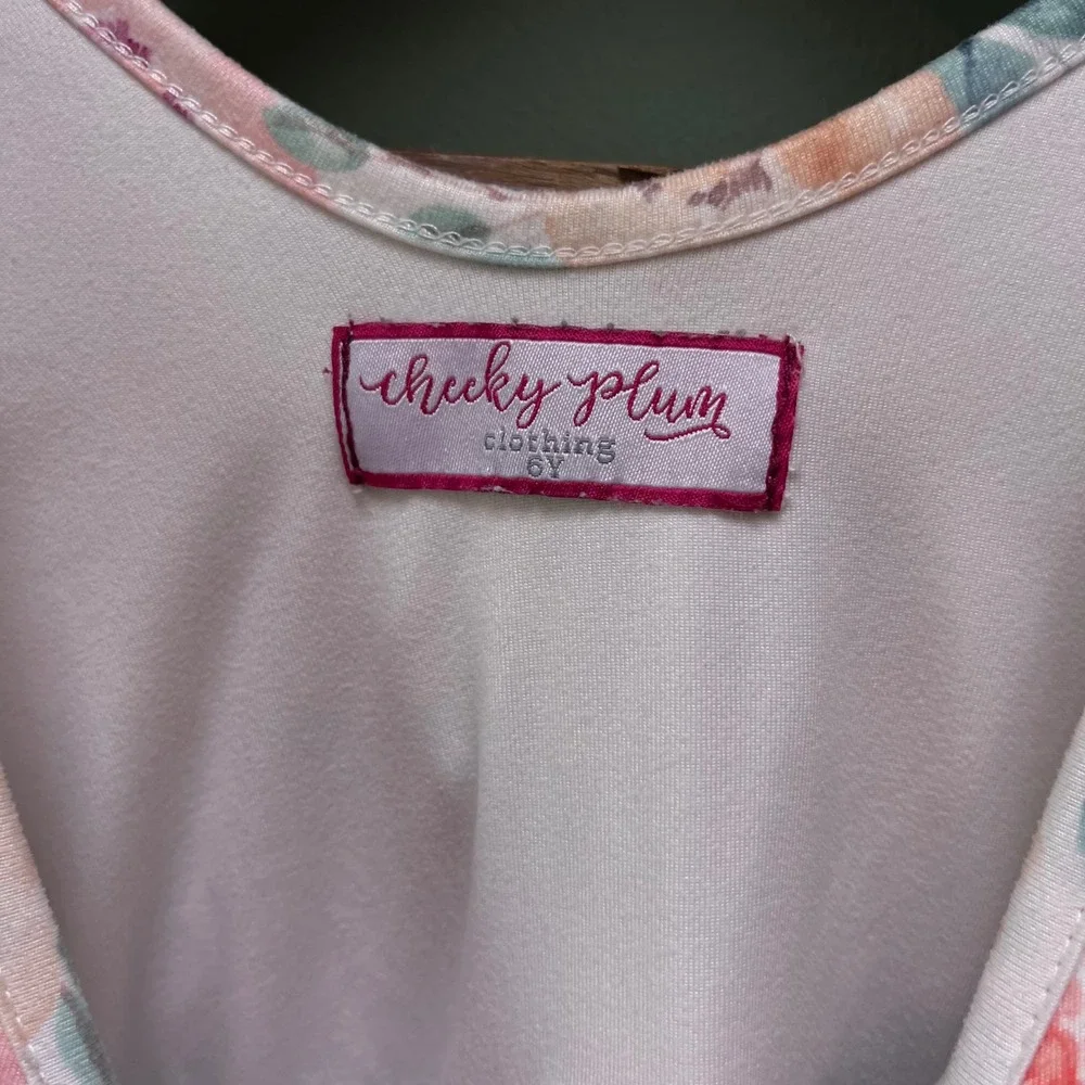 Cheeky Plum Girls 6Y Floral Striped Mint Leotard Dress Long Sleeve Boutique